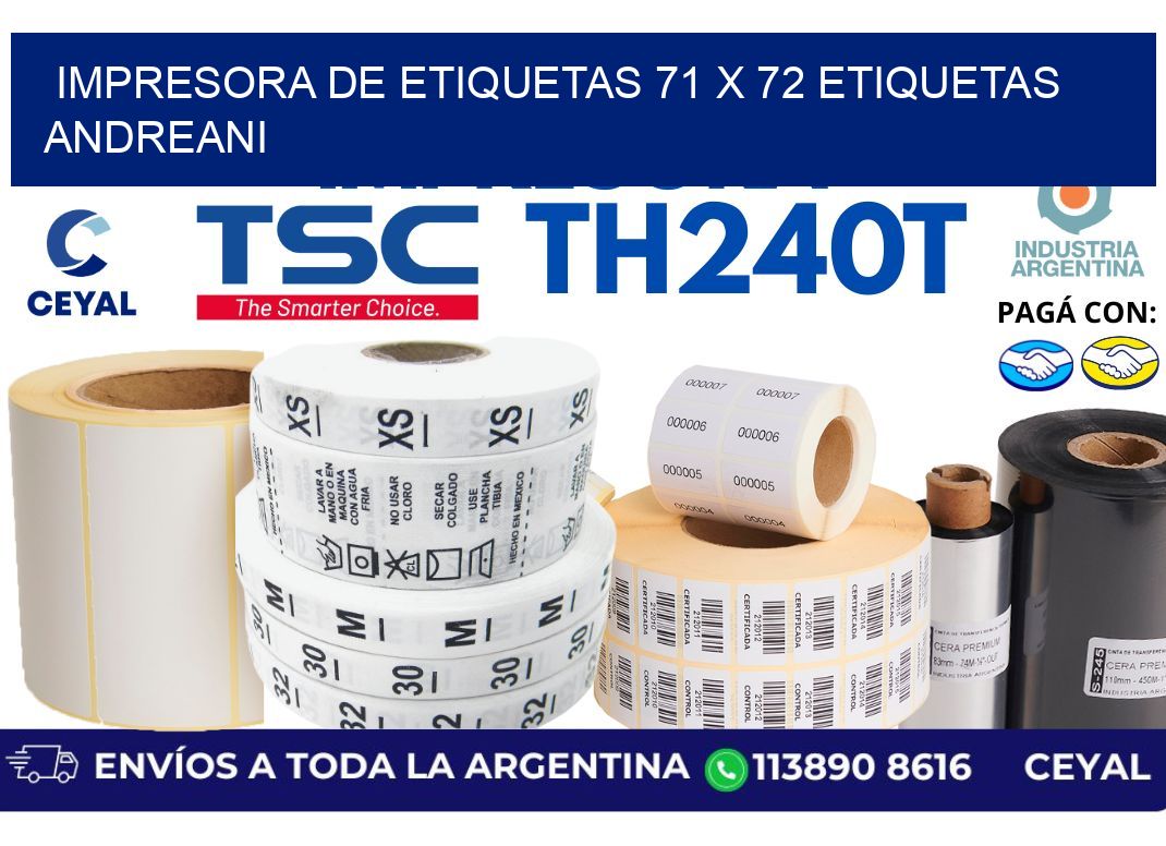 impresora de etiquetas 71 x 72 etiquetas andreani
