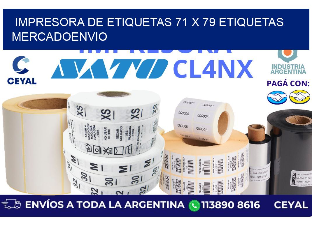 impresora de etiquetas 71 x 79 etiquetas mercadoenvio