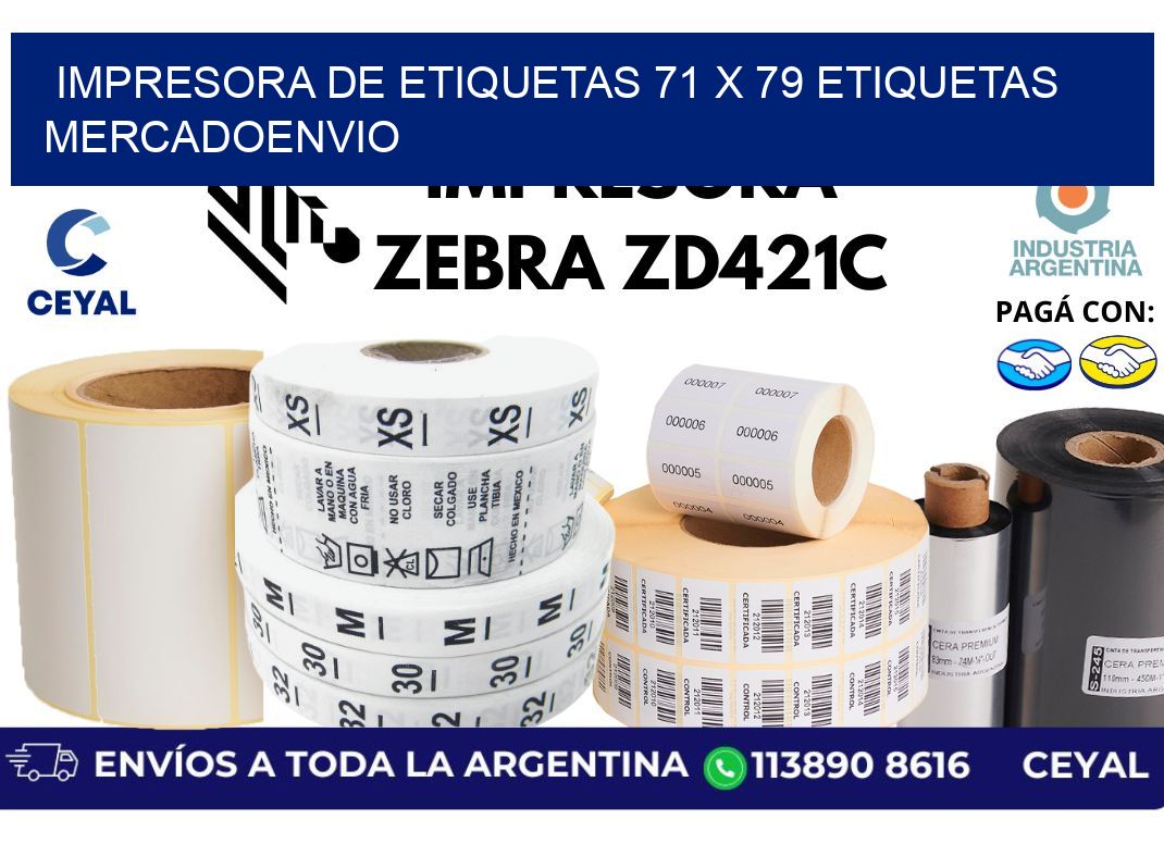 impresora de etiquetas 71 x 79 etiquetas mercadoenvio