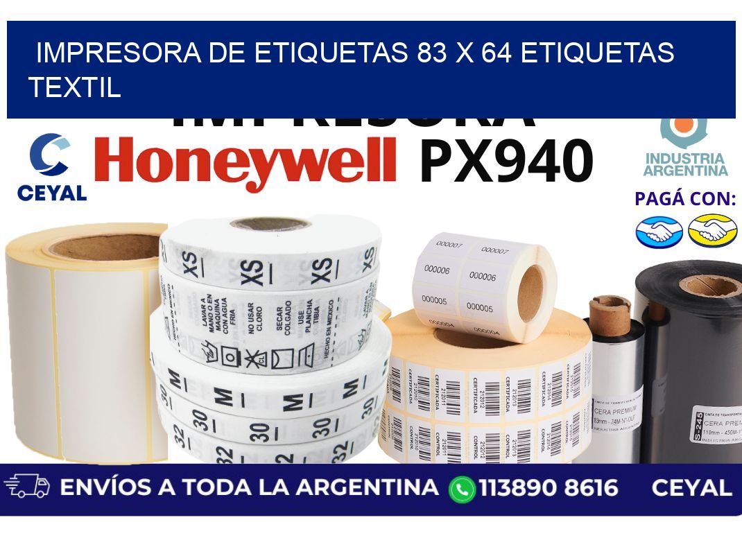 impresora de etiquetas 83 x 64 etiquetas textil
