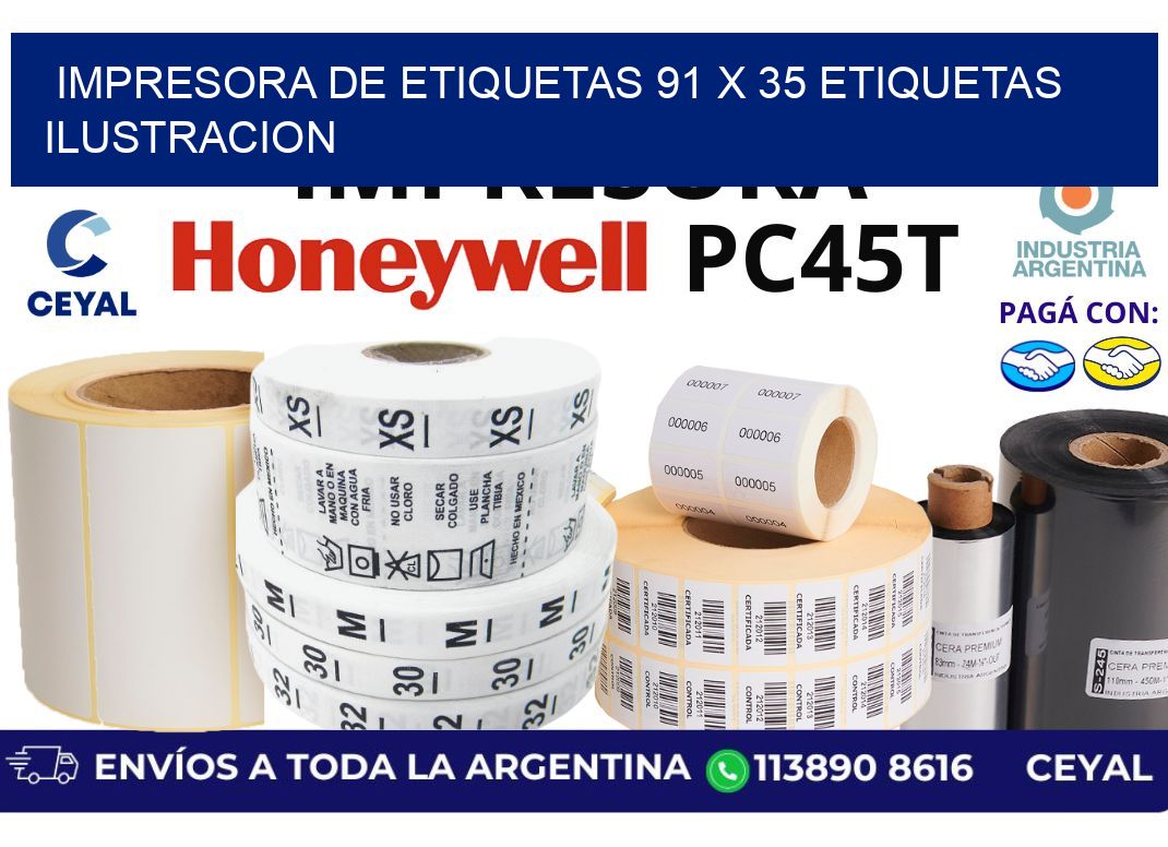 impresora de etiquetas 91 x 35 etiquetas ilustracion