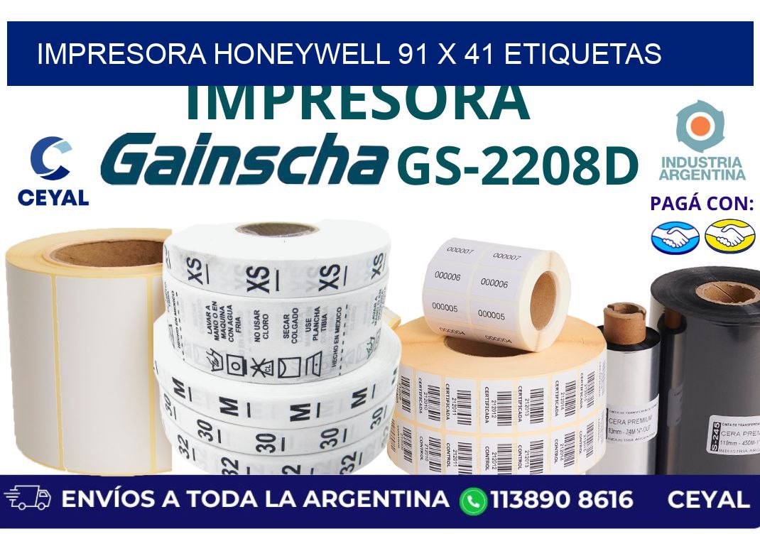 impresora honeywell 91 x 41 etiquetas