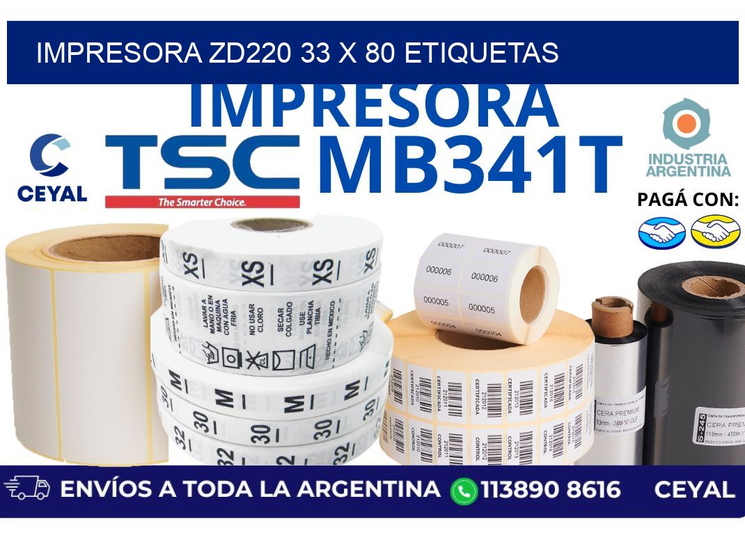 impresora zd220 33 x 80 etiquetas