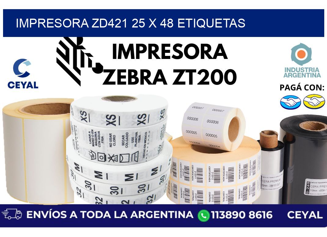 impresora zd421 25 x 48 etiquetas
