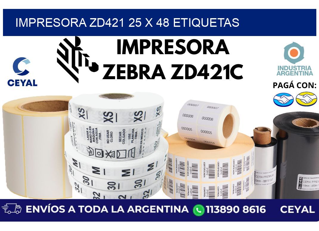 impresora zd421 25 x 48 etiquetas
