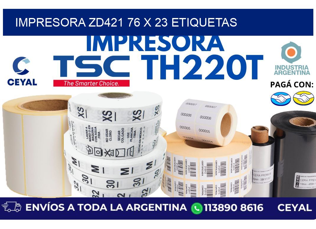 impresora zd421 76 x 23 etiquetas