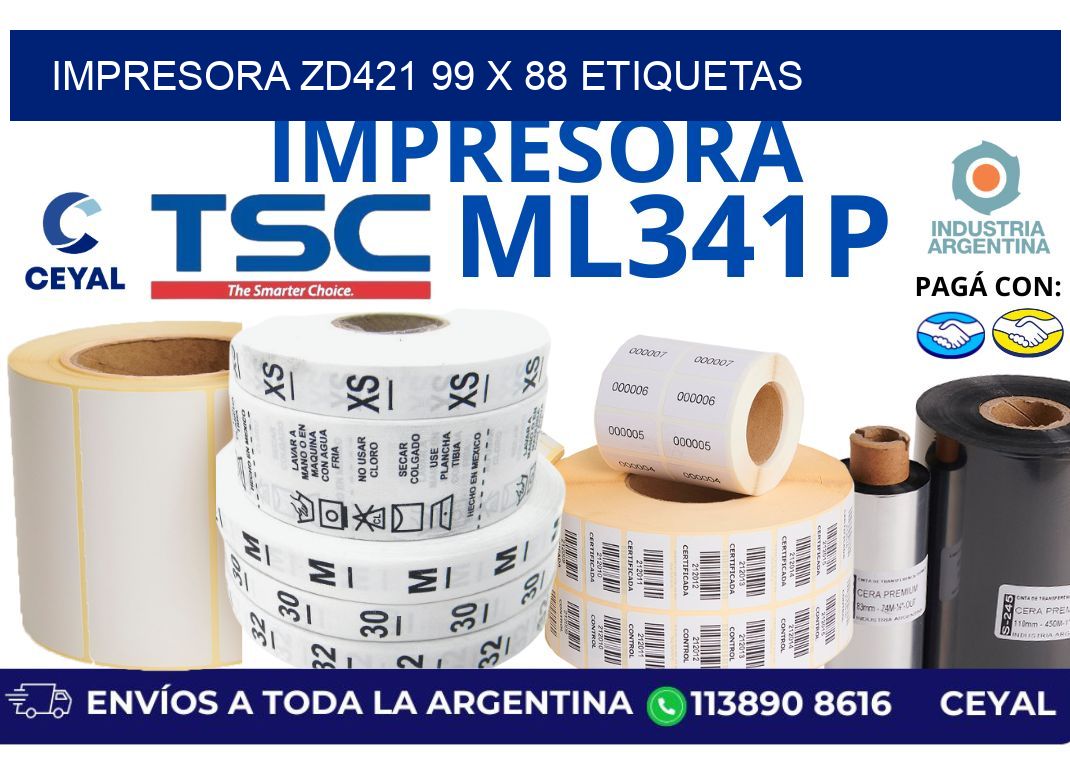 impresora zd421 99 x 88 etiquetas