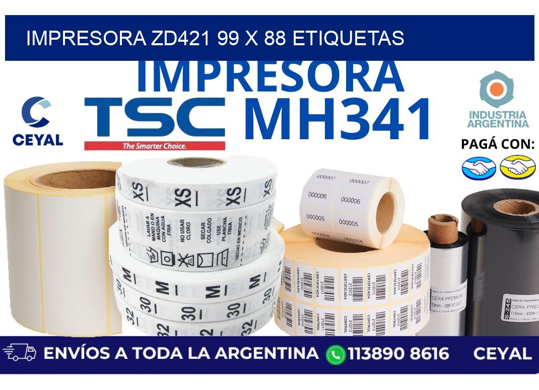 impresora zd421 99 x 88 etiquetas