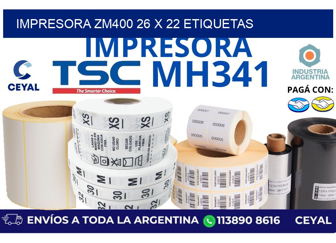 impresora zm400 26 x 22 etiquetas