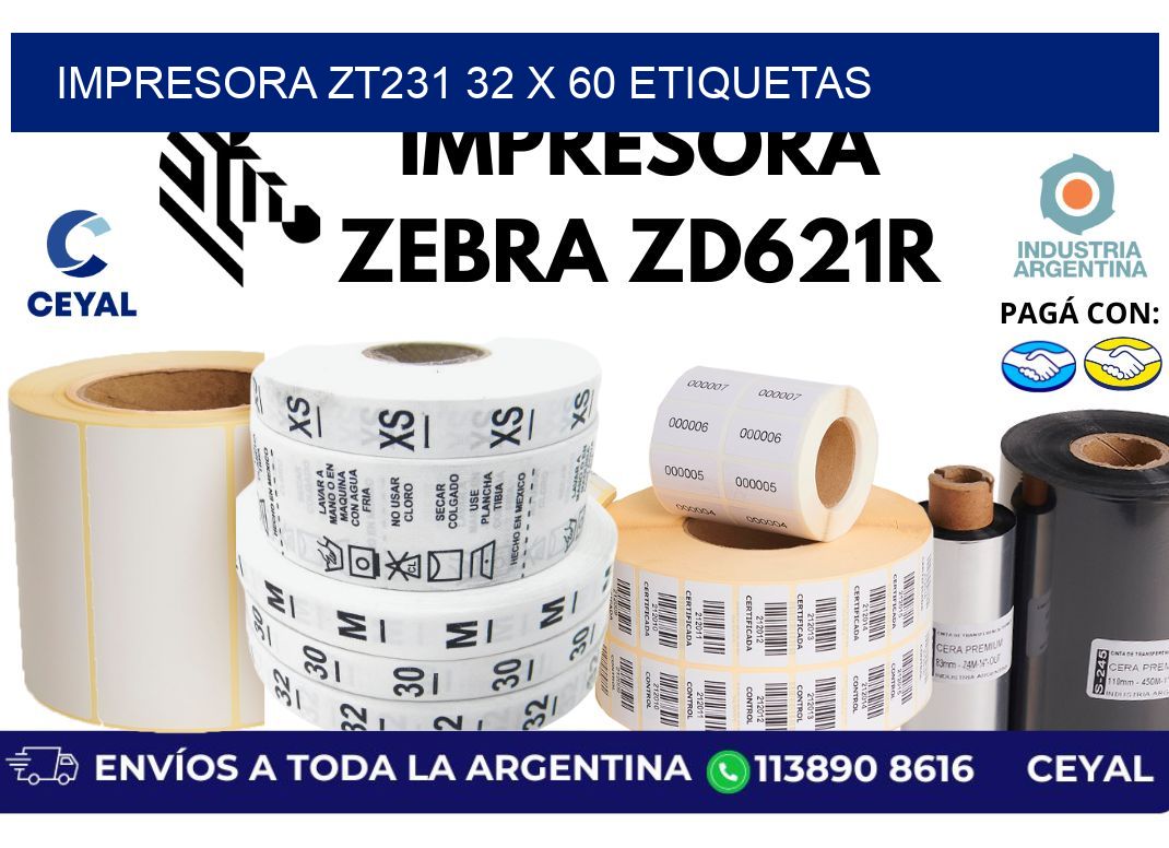 impresora zt231 32 x 60 etiquetas