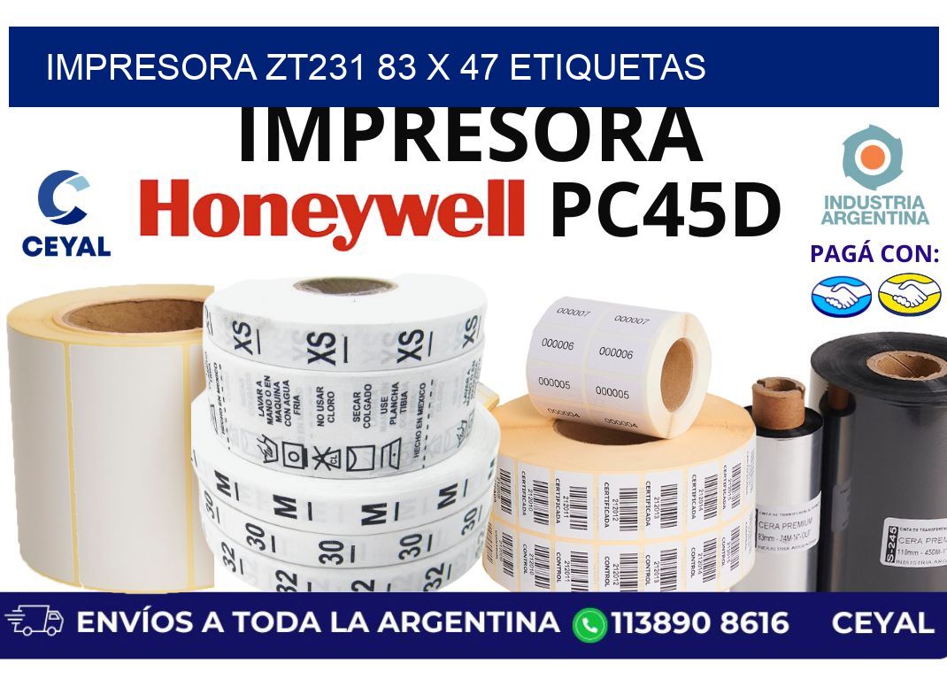 impresora zt231 83 x 47 etiquetas
