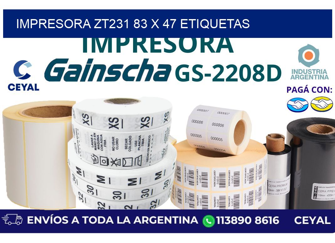 impresora zt231 83 x 47 etiquetas