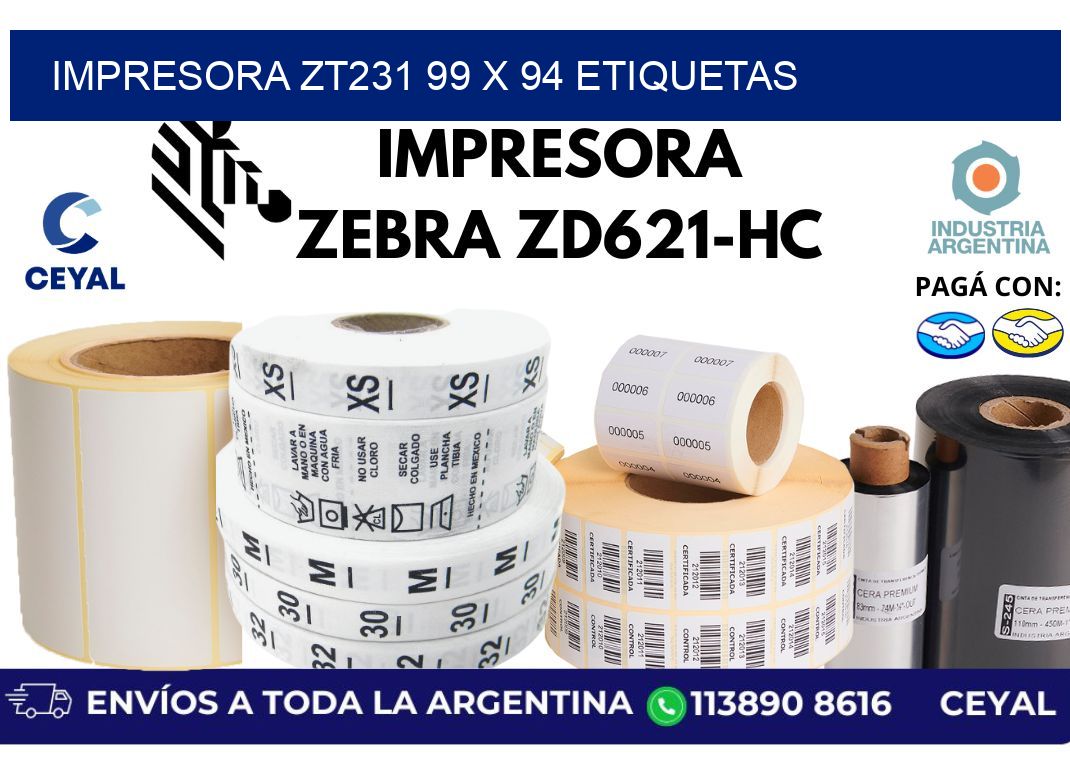 impresora zt231 99 x 94 etiquetas