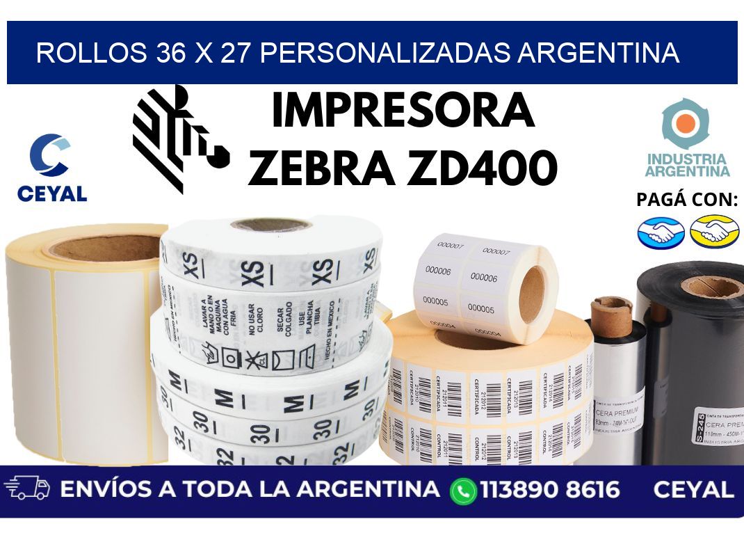 rollos 36 x 27 personalizadas argentina