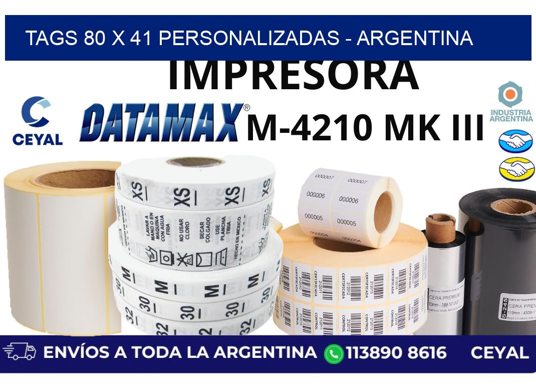 tags 80 x 41 personalizadas - Argentina