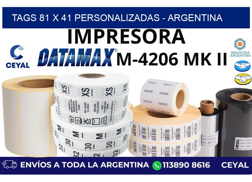 tags 81 x 41 personalizadas - Argentina