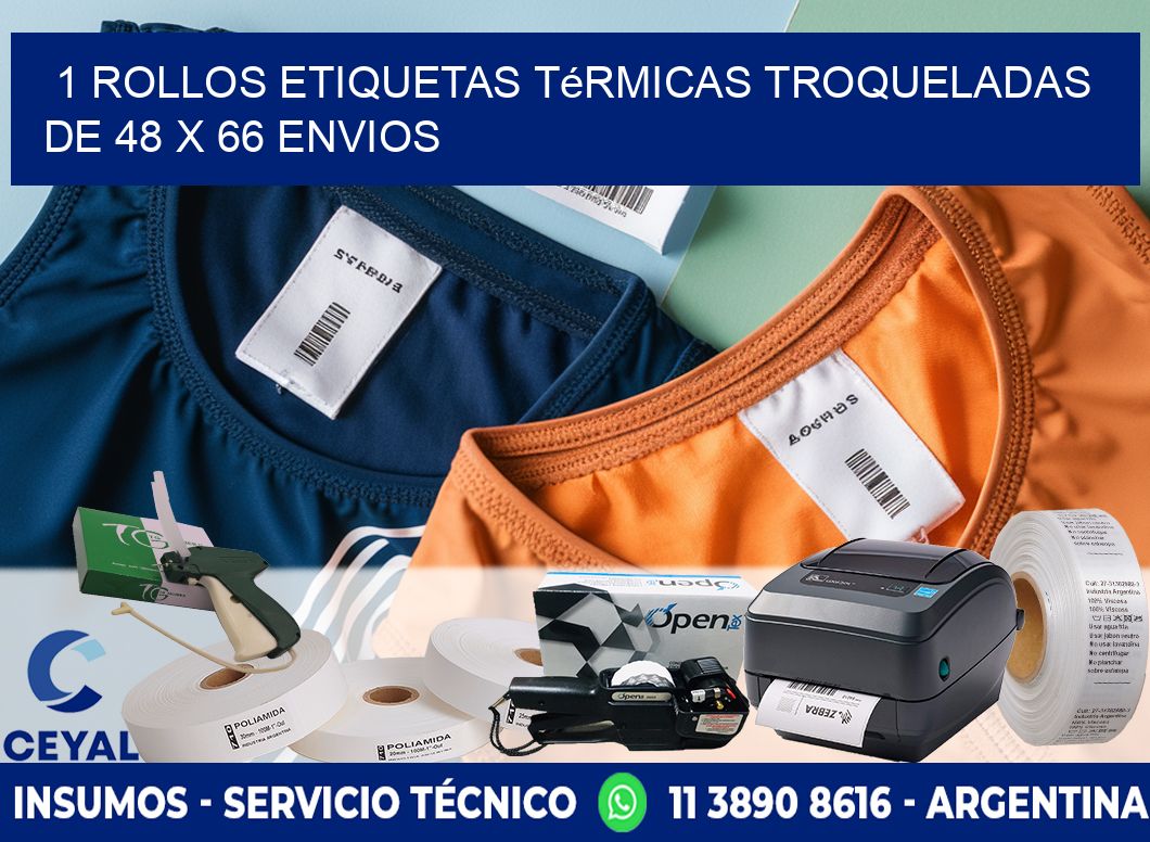 1 Rollos Etiquetas Térmicas Troqueladas De 48 x 66 ENVIOS