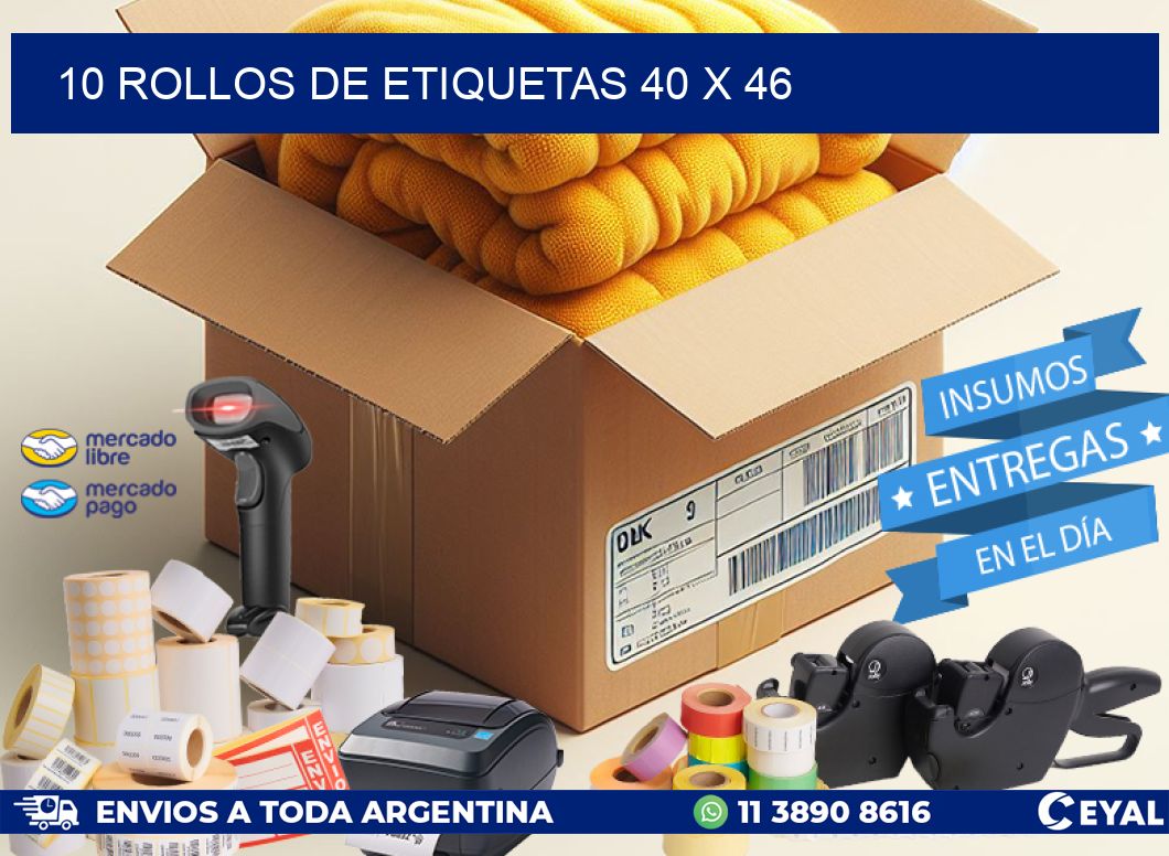 10 ROLLOS DE ETIQUETAS 40 x 46
