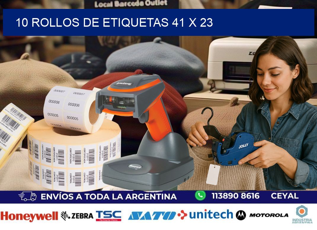 10 ROLLOS DE ETIQUETAS 41 x 23