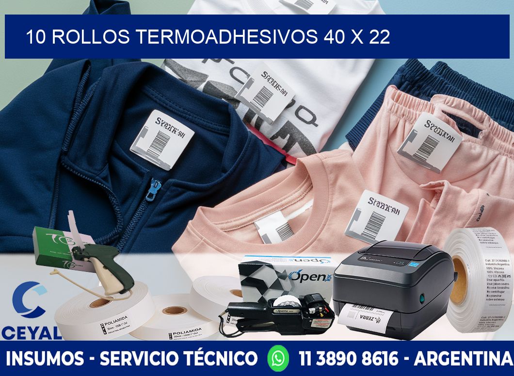 10 ROLLOS TERMOADHESIVOS 40 x 22