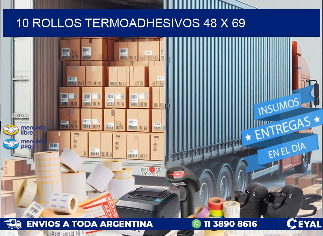 10 ROLLOS TERMOADHESIVOS 48 x 69