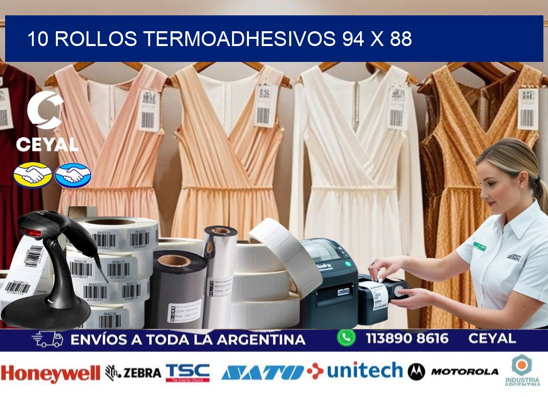 10 ROLLOS TERMOADHESIVOS 94 x 88