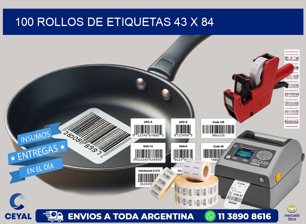 100 ROLLOS DE ETIQUETAS 43 x 84