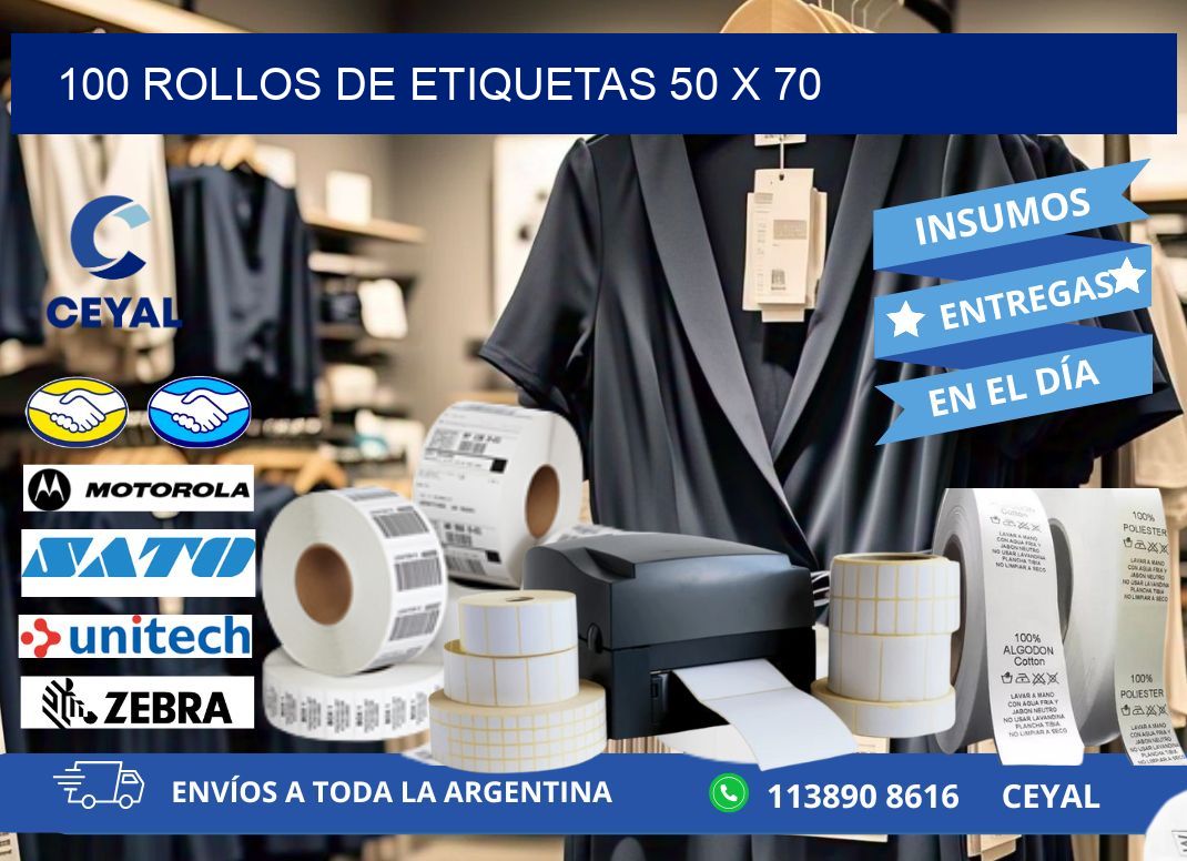 100 ROLLOS DE ETIQUETAS 50 x 70