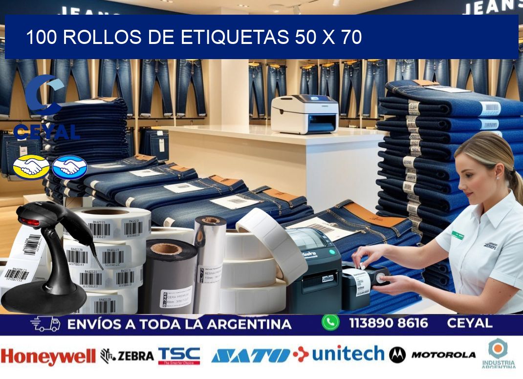 100 ROLLOS DE ETIQUETAS 50 x 70