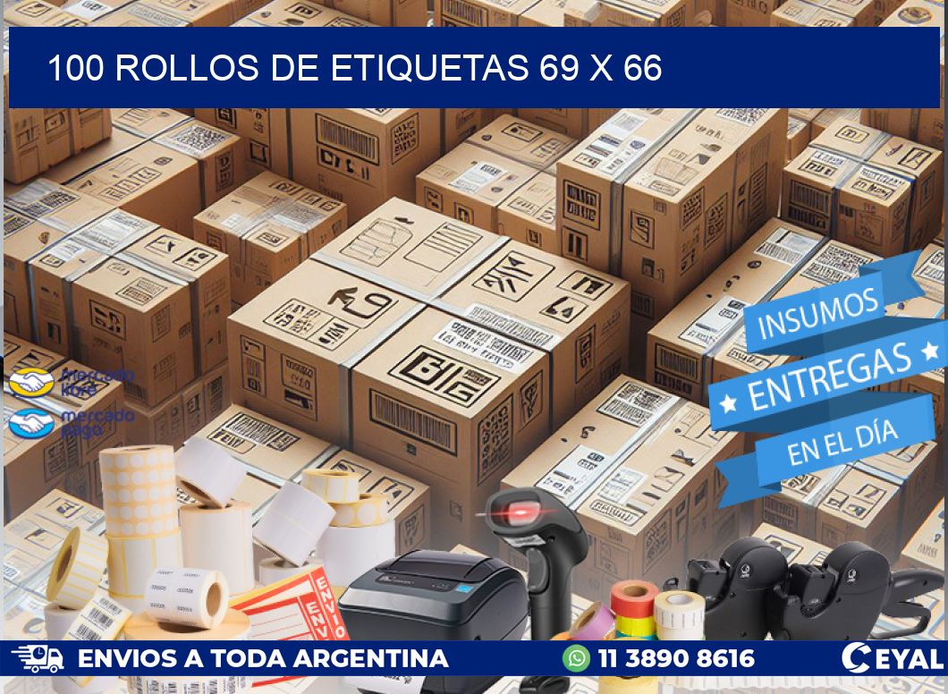 100 ROLLOS DE ETIQUETAS 69 x 66