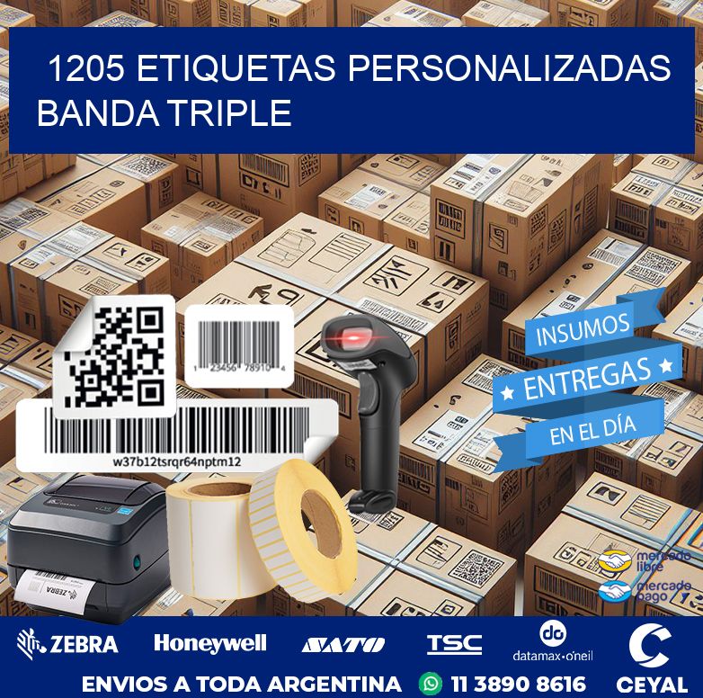 1205 Etiquetas personalizadas banda triple