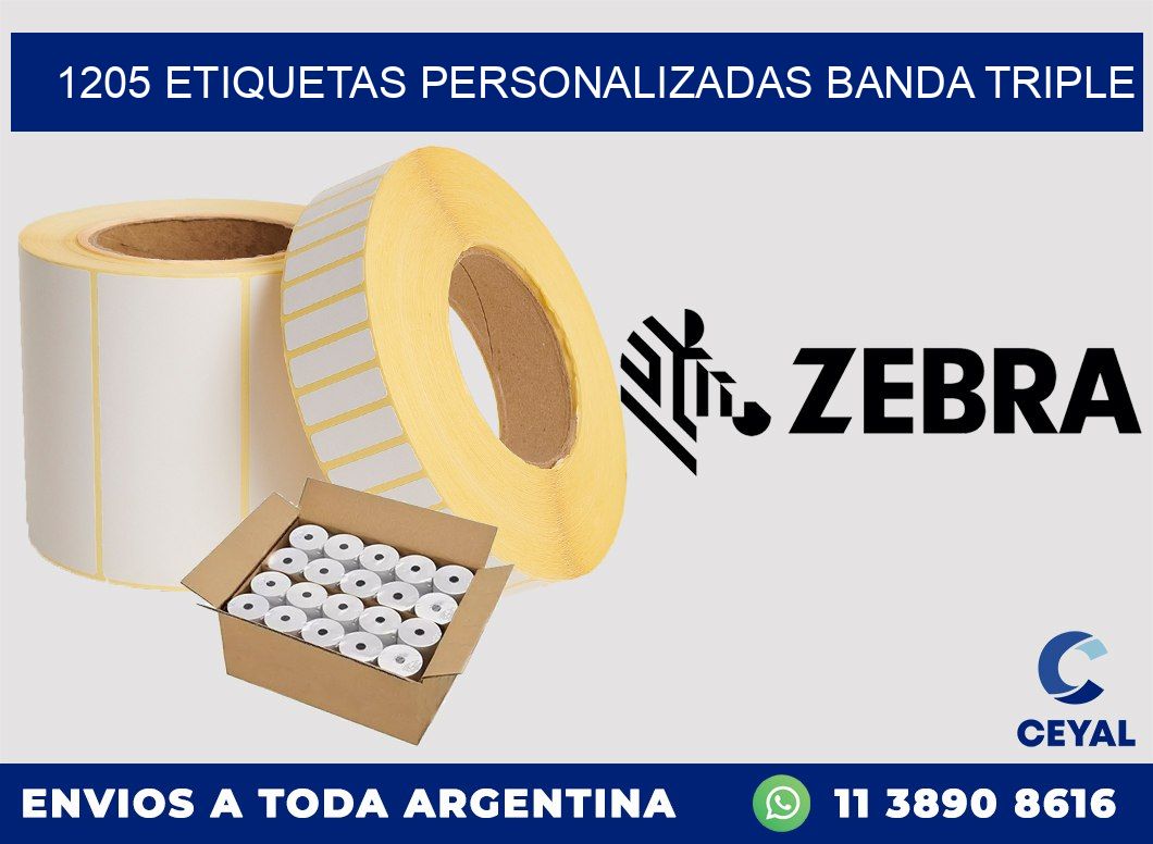 1205 Etiquetas personalizadas banda triple