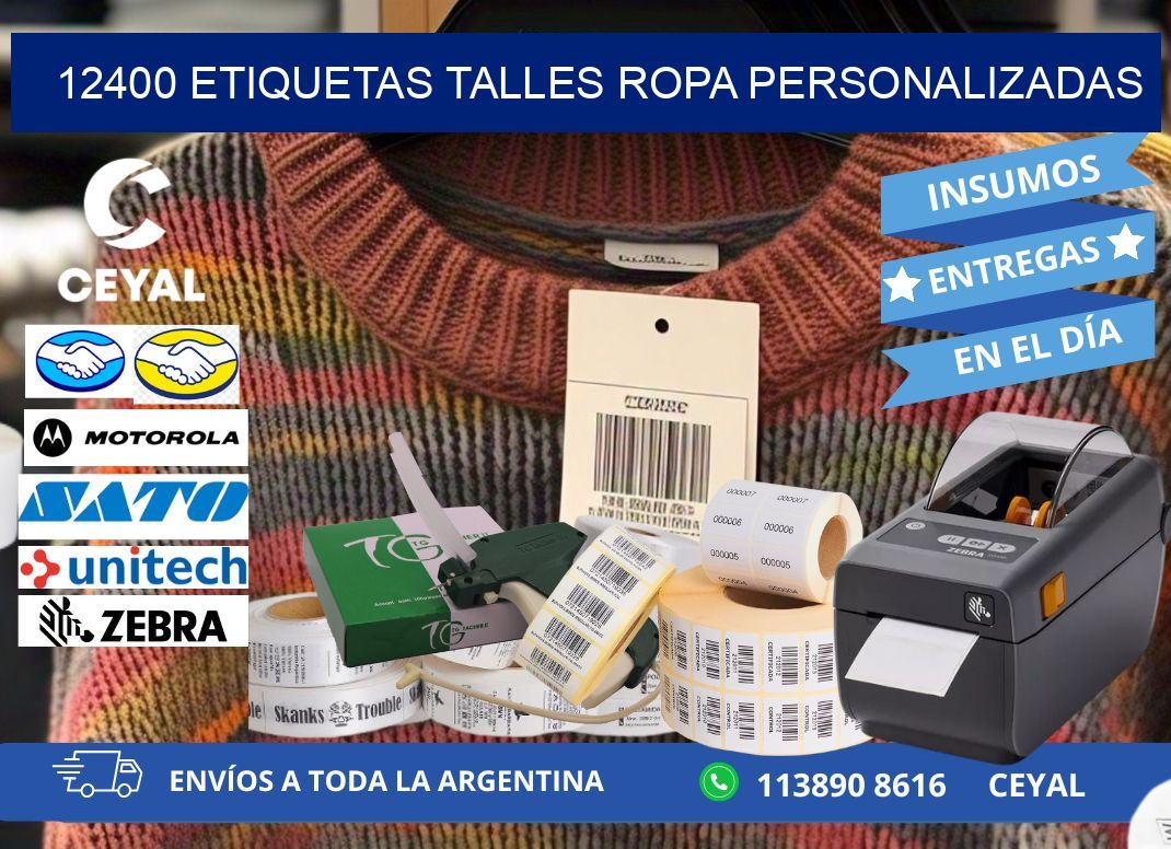 12400 ETIQUETAS TALLES ROPA PERSONALIZADAS