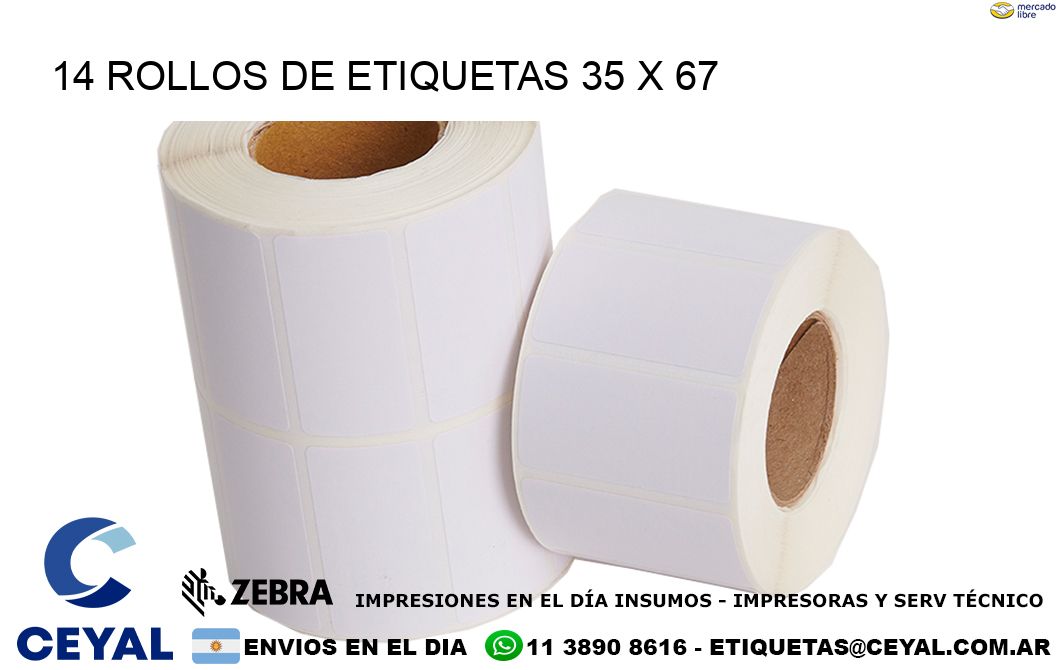 14 ROLLOS DE ETIQUETAS 35 x 67