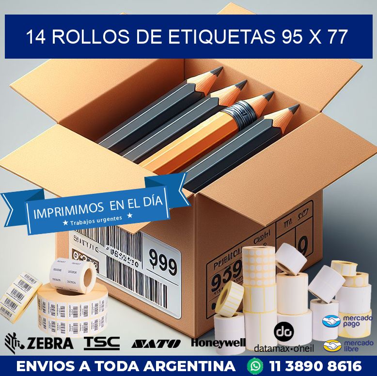 14 ROLLOS DE ETIQUETAS 95 x 77