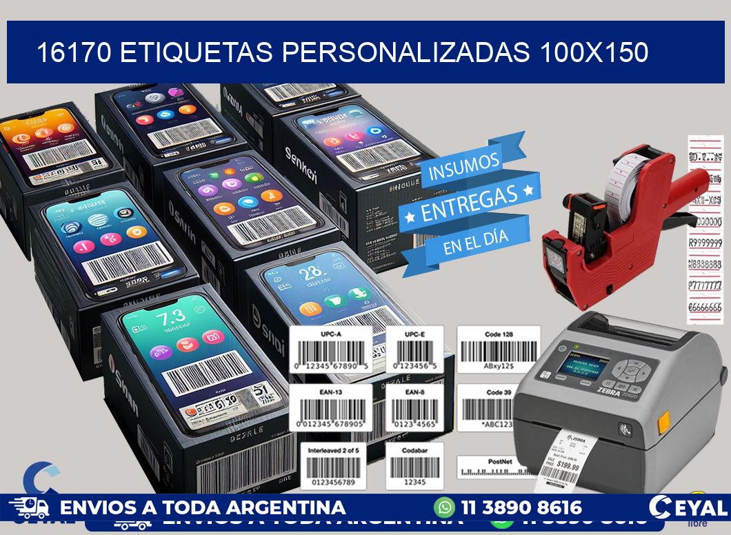 16170 Etiquetas personalizadas 100x150