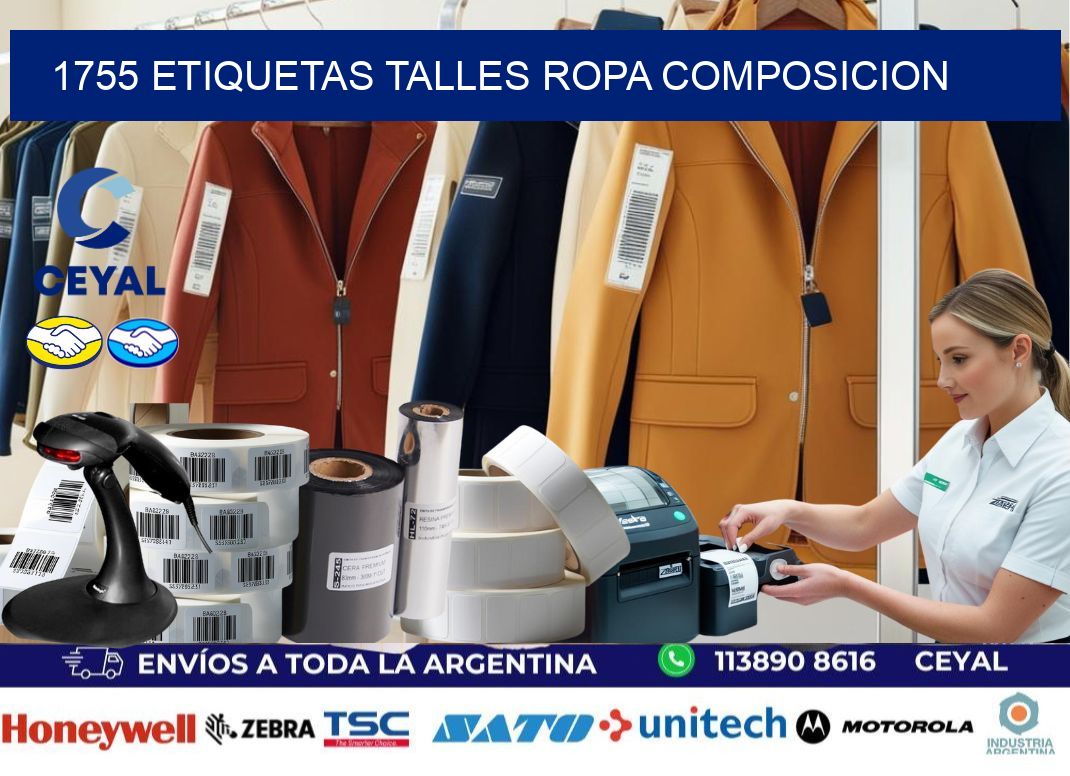 1755 ETIQUETAS TALLES ROPA COMPOSICION