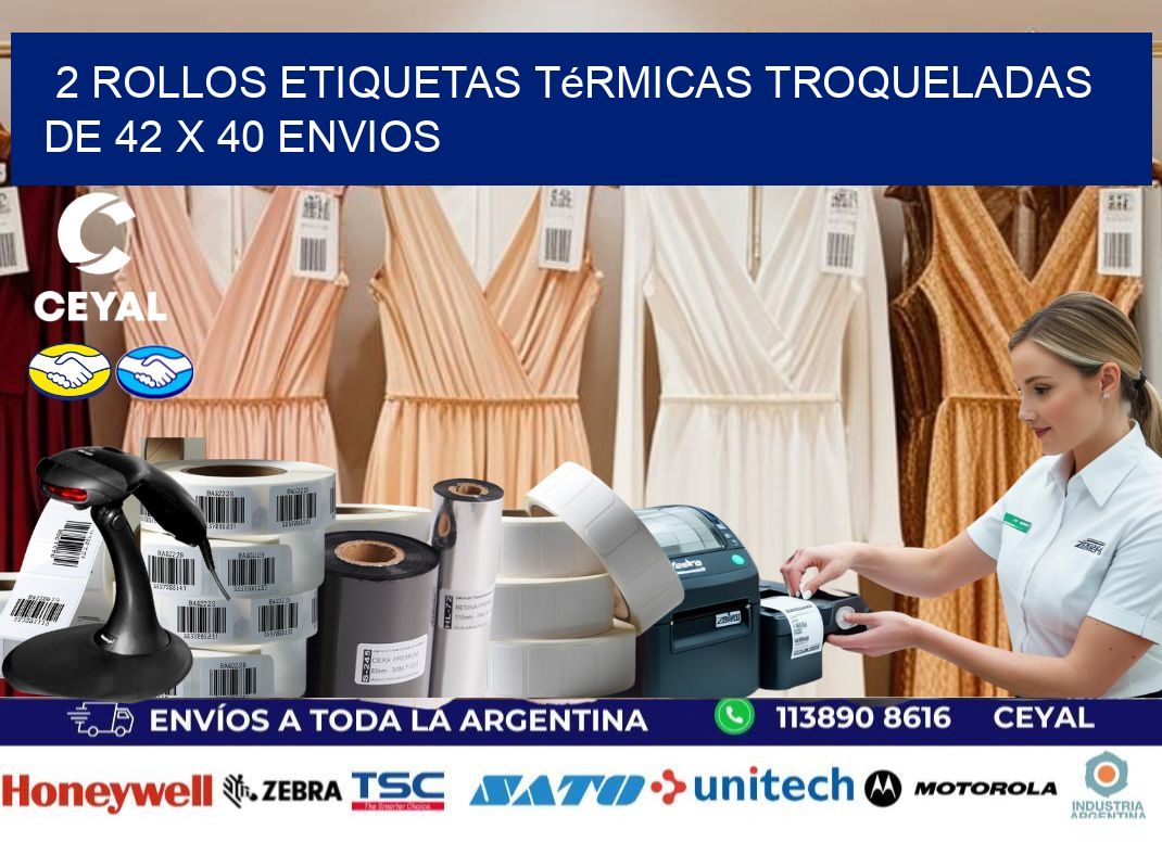 2 Rollos Etiquetas Térmicas Troqueladas De 42 x 40 ENVIOS