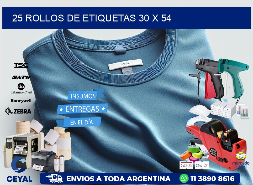 25 ROLLOS DE ETIQUETAS 30 x 54