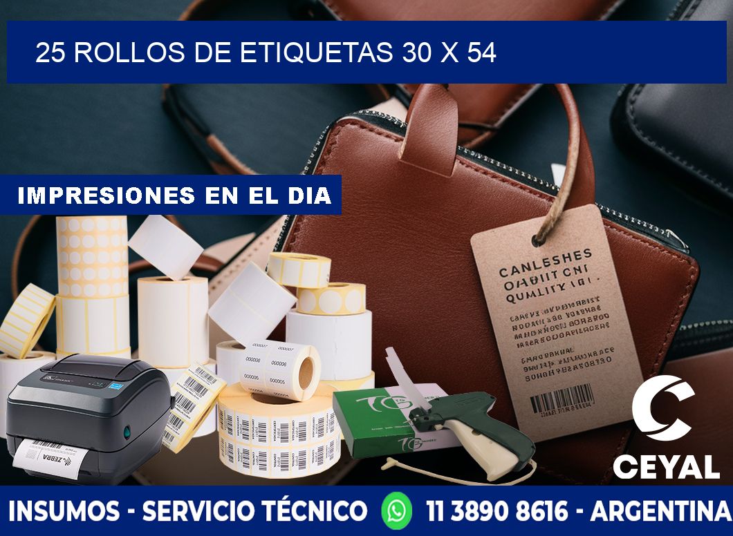 25 ROLLOS DE ETIQUETAS 30 x 54