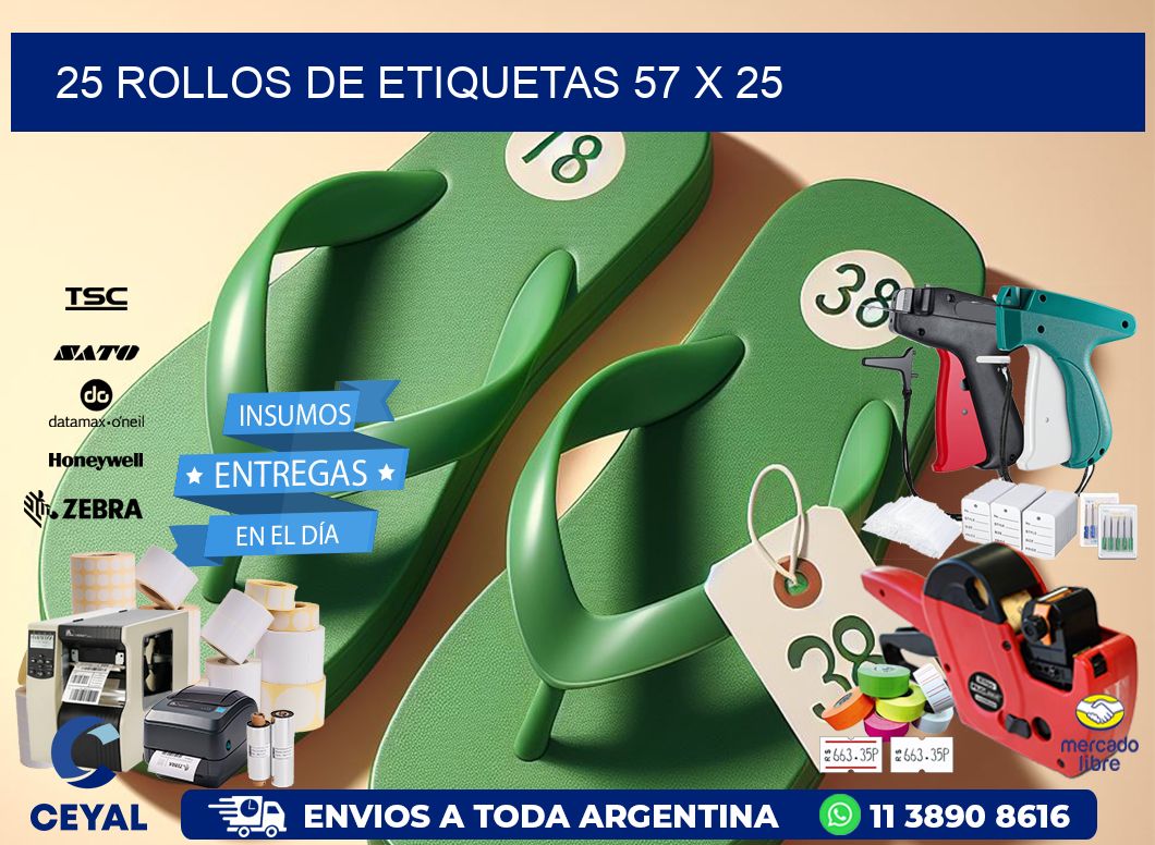 25 ROLLOS DE ETIQUETAS 57 x 25