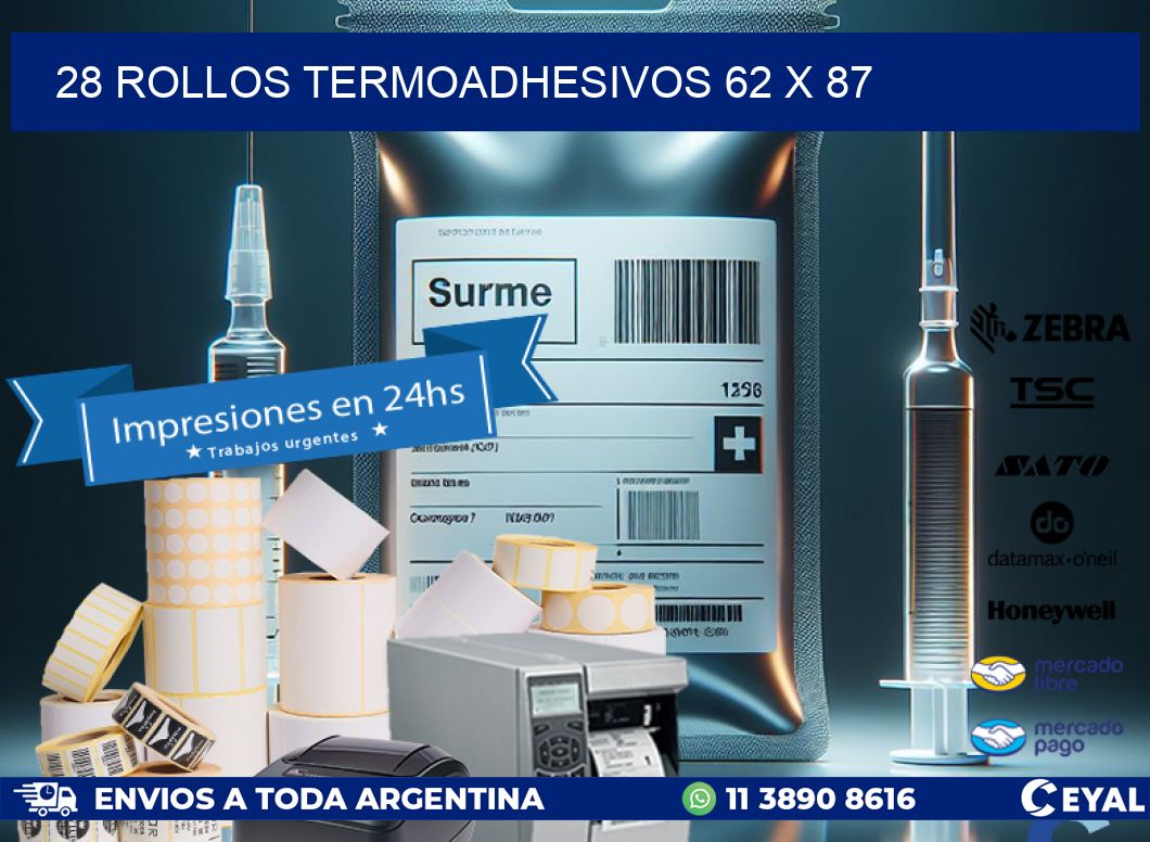28 ROLLOS TERMOADHESIVOS 62 x 87