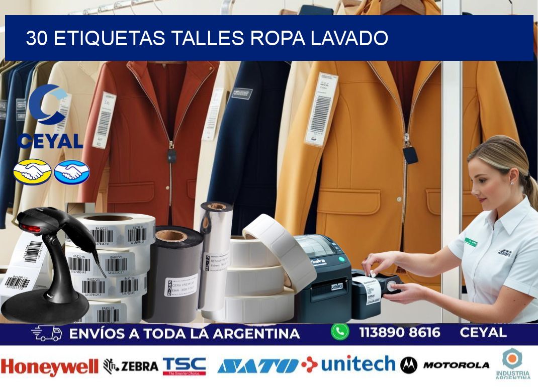 30 ETIQUETAS TALLES ROPA LAVADO