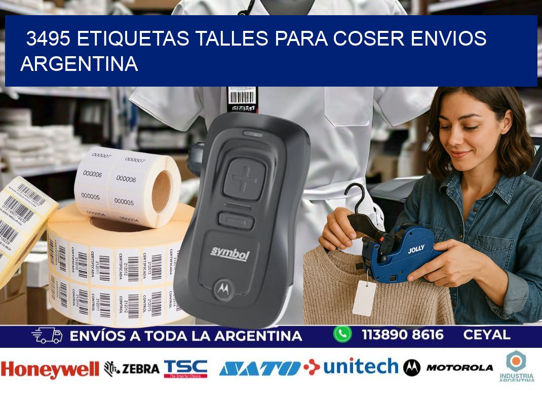 3495 ETIQUETAS TALLES PARA COSER ENVIOS ARGENTINA