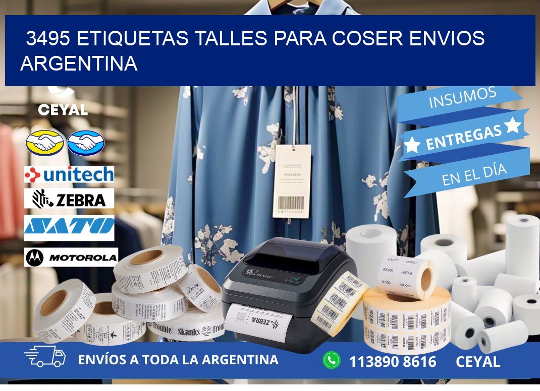 3495 ETIQUETAS TALLES PARA COSER ENVIOS ARGENTINA