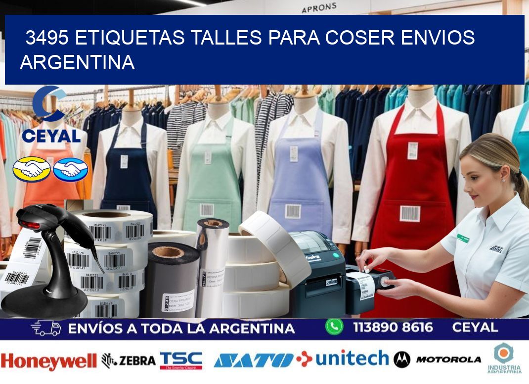 3495 ETIQUETAS TALLES PARA COSER ENVIOS ARGENTINA