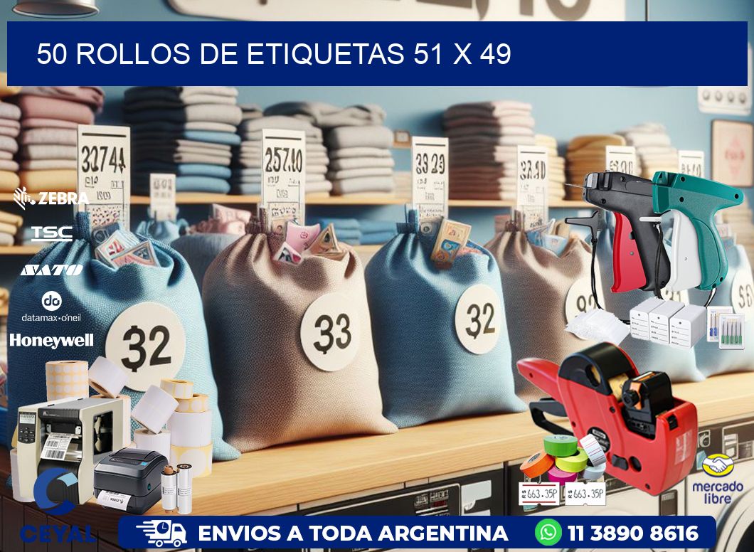 50 ROLLOS DE ETIQUETAS 51 x 49