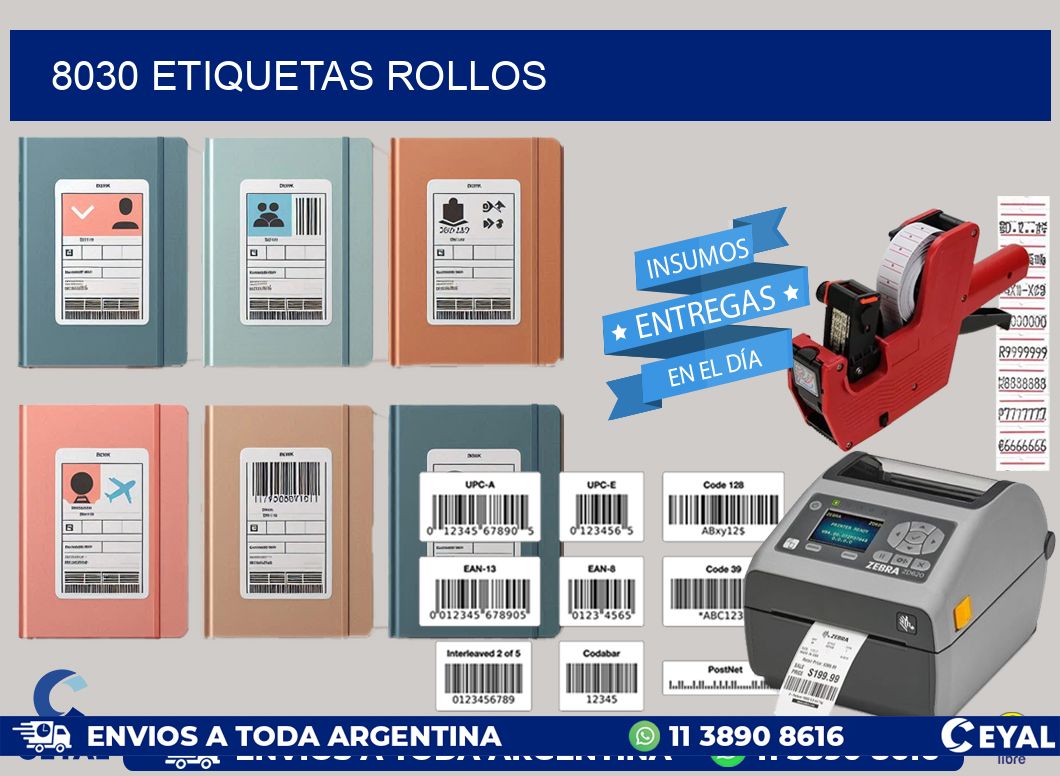 8030 etiquetas rollos
