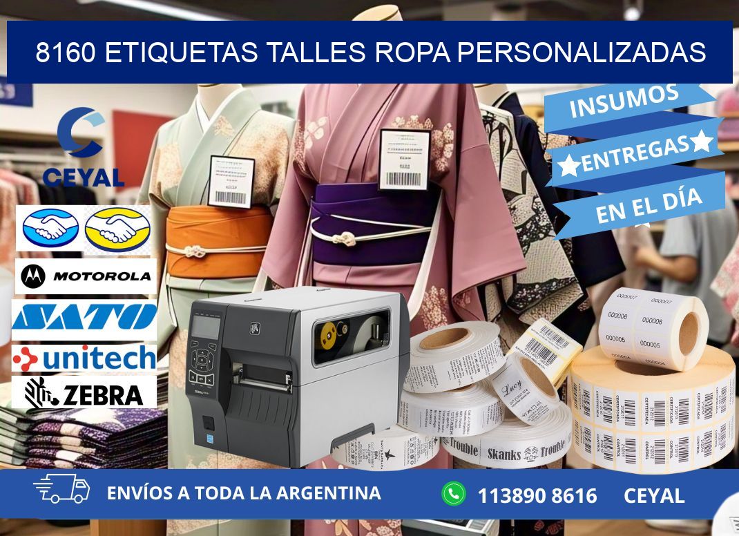 8160 ETIQUETAS TALLES ROPA PERSONALIZADAS