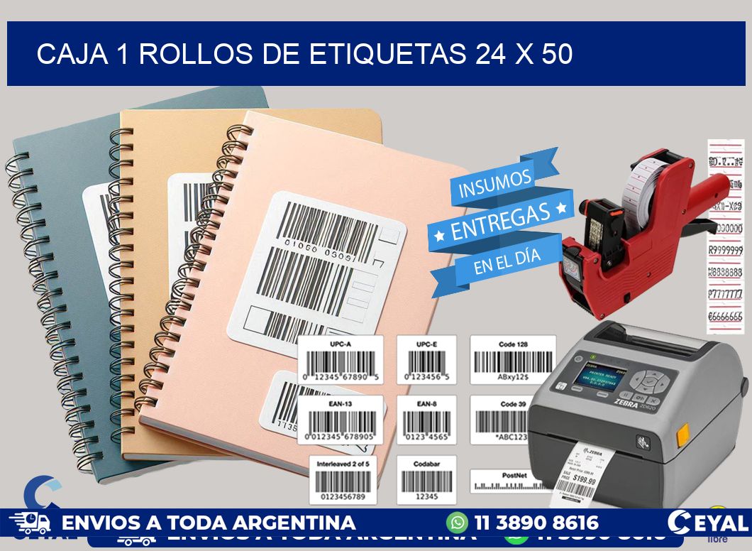CAJA 1 ROLLOS DE ETIQUETAS 24 x 50